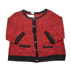 Bubble B Sweater Womens 3XL Red Round Neck Quarter Sleeve Button Up Cardigan